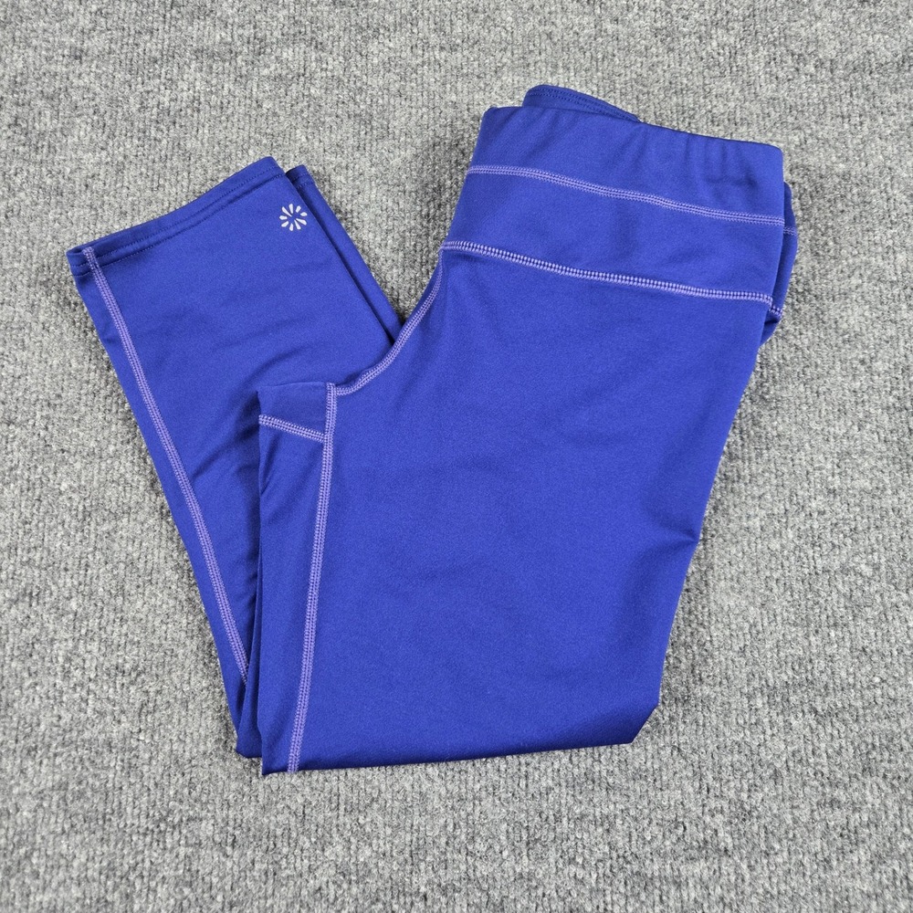 Athleta Cropped Leggings Womens Medium Purple Zipper Pocket Athletic Yoga Pants
